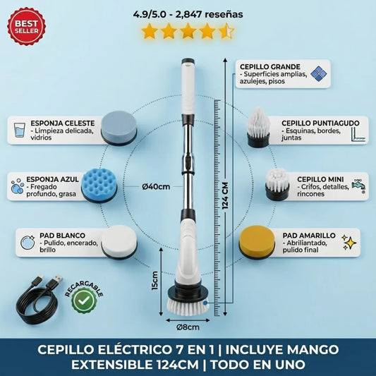 Cepillo Eléctrico Giratorio 9 en 1 - ICENSIA Inalámbrico
