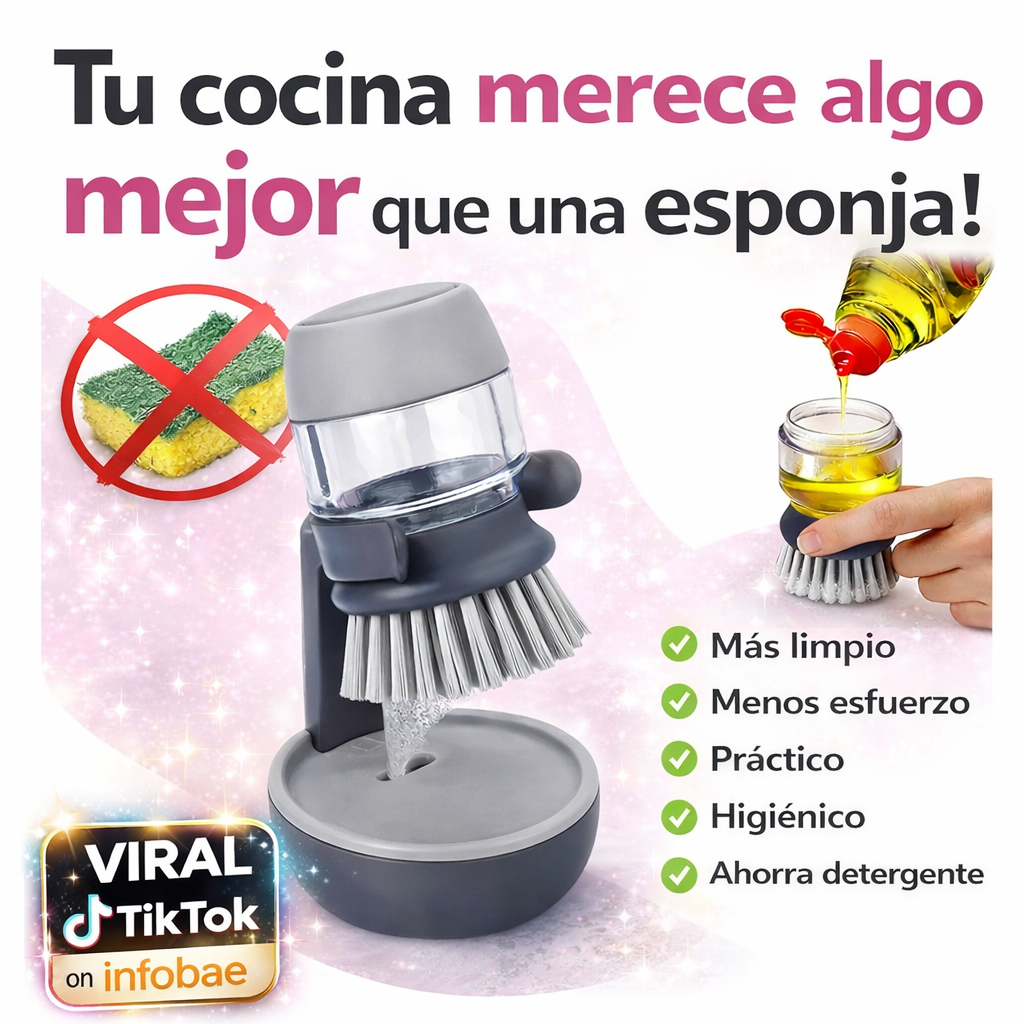 Rizzy | Cepillo Lavaplatos con Dispensador de Jabón 2 en 1  🧼✨