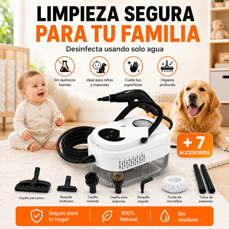 VaporClean Pro — Limpiador a Vapor Portatil 2500W · Elimina Grasa, Sarro y el 99.9% de Bacterias 💨
